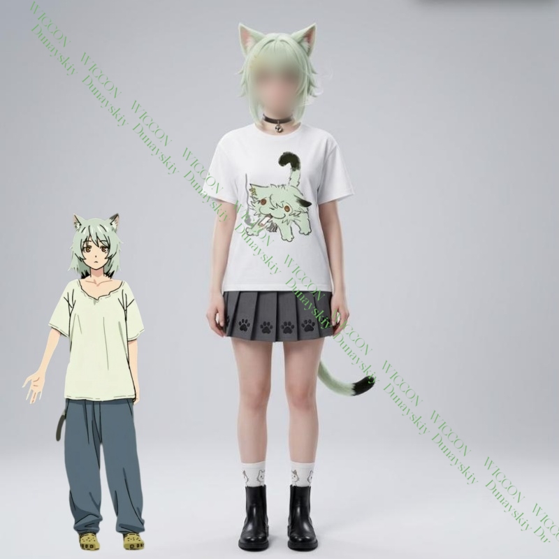 Anime Merchandise Shirt - Chainsmoker Cat Yaniko Satou 귀여운 프린트