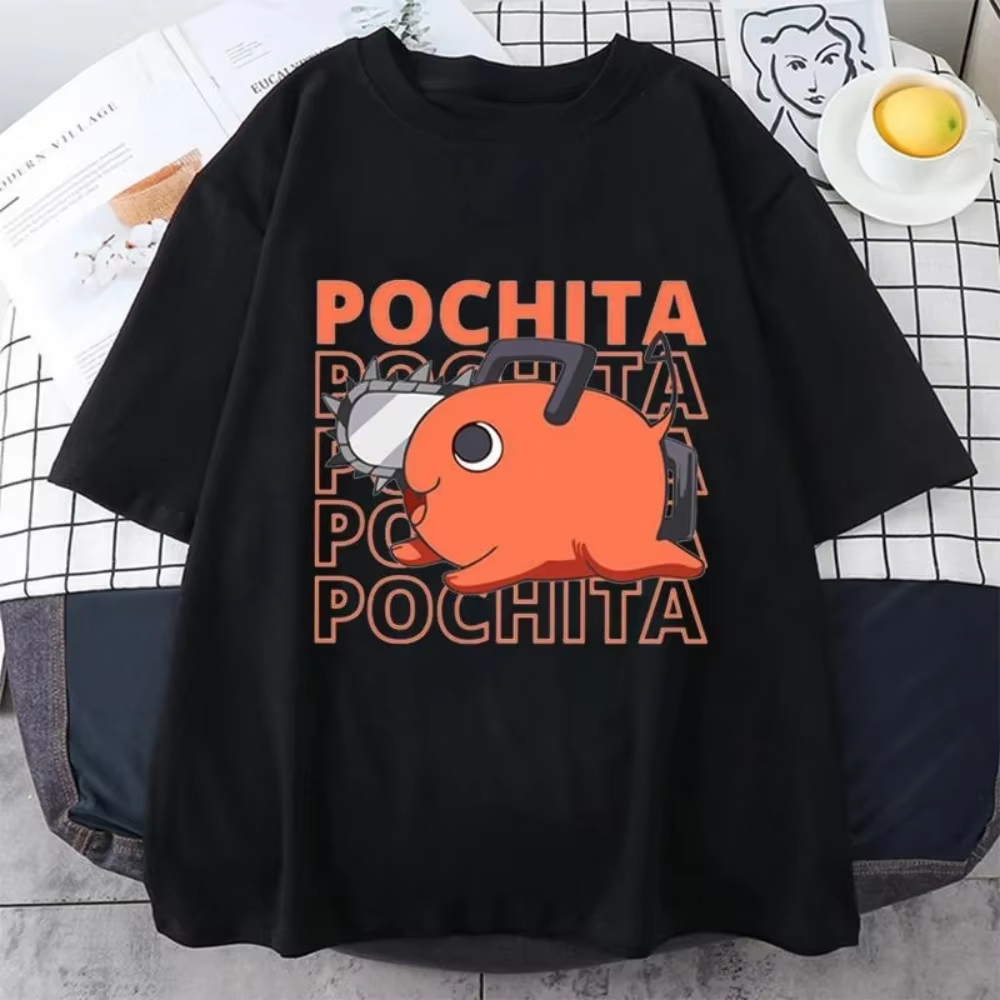 Anime Merch Shopping - 체인소맨 포치타 티셔츠 - 귀여운 악마